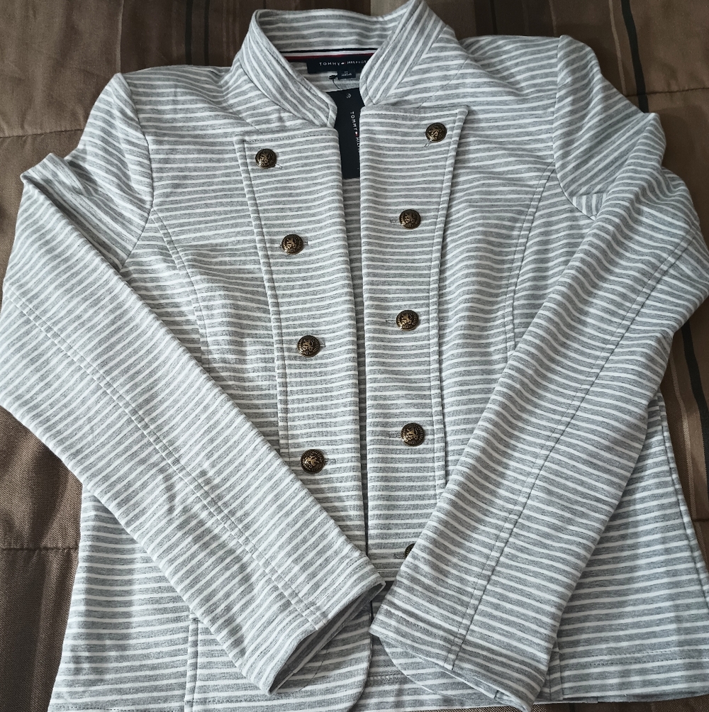 Tommy Hilfiger Military Striped Blazer Jacket M - Picture 4 of 12
